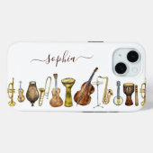 Elegante Waterverf Muziekinstrumenten Aangepast Case-Mate iPhone Case (Achterkant (horizontaal))