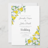 Elegante Waterverf narcis bloemenbruiloft Kaart (Voorkant)