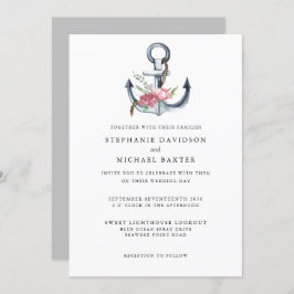 Elegante Waterverf Nautisch Anker Groen Kaart