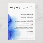 Elegante waterverf nautisch blauw script bruiloft menu (Voorkant)