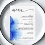 Elegante waterverf nautisch blauw script bruiloft menu<br><div class="desc">Elegante waterverf nautisch blauw script bruiloft Menu. Geschikt voor verjaardag,  jubileum en een ander feest. Neem contact met me op als je nog meer objecten nodig hebt.</div>