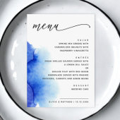 Elegante waterverf nautisch blauw script bruiloft menu