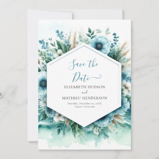 Elegante Waterverf nautische bruiloft Save The Date (Voorkant)