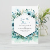 Elegante Waterverf nautische bruiloft Save The Date (Staand voorkant)