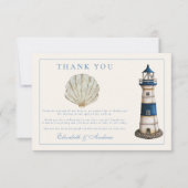 Elegante Waterverf nautische vuurtoren bruiloft Bedankkaart (Voorkant)
