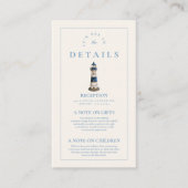 Elegante Waterverf nautische vuurtoren bruiloft Informatiekaartje (Voorkant)