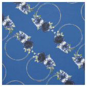 Elegante Waterverf Navy Blue Flowers Gold Pattern Stof (Swatch)