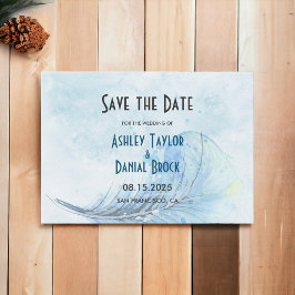 Elegante waterverf Navy Blue rustieke moderne trou Save The Date