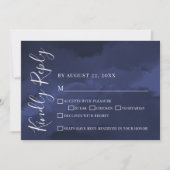 Elegante Waterverf Navy Blue Wedding RSVP Kaart (Voorkant)