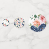 Elegante Waterverf Navy Koraal Bloemenslinger Confetti (Voorkanten)