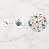 Elegante Waterverf Navy Koraal Bloemenslinger Confetti (Achterkanten)