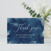 Elegante waterverf navy nautische bruidsdouche bedankkaart (Staand voorkant)