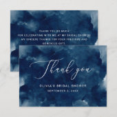 Elegante waterverf navy nautische bruidsdouche bedankkaart (Voorkant / Achterkant)