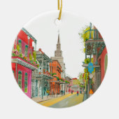 Elegante Waterverf New Orleans Onze Eerste Kerstmi Keramisch Ornament (Voorkant)