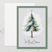 Elegante Waterverf niet foto kerstboom Feestdagenkaart (Voorkant / Achterkant)
