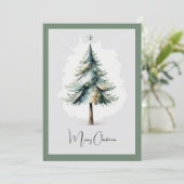 Elegante Waterverf niet foto kerstboom Feestdagenkaart (Staand voorkant)