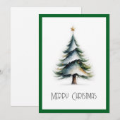 Elegante Waterverf niet foto kerstboom Feestdagenkaart (Voorkant / Achterkant)