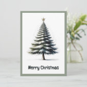 Elegante Waterverf niet foto kerstboom Feestdagenkaart (Staand voorkant)