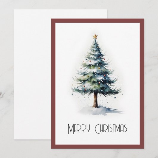 Elegante Waterverf niet foto kerstboom Feestdagenkaart (Voorkant / Achterkant)
