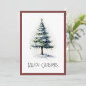 Elegante Waterverf niet foto kerstboom Feestdagenkaart (Staand voorkant)