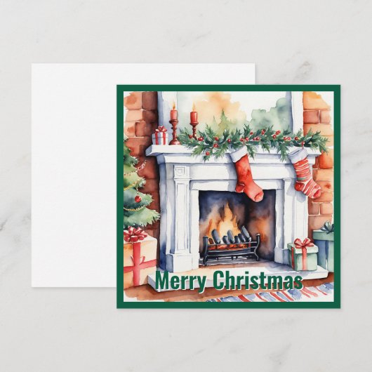 Elegante Waterverf niet foto kersthaard Feestdagenkaart (Voorkant / Achterkant)