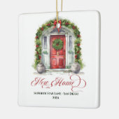 Elegante Waterverf Nieuw Huis Kerst Keramisch Ornament (Links)