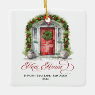 Elegante Waterverf Nieuw Thuis Kerstmis Keramisch Ornament