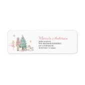 Elegante Waterverf Notenkraker Ballet Roze Kerstmi Etiket (Voorkant)