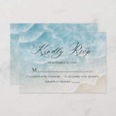 Elegante Waterverf Ocean Beach Script Wedding RSVP Kaartje (Voorkant / Achterkant)