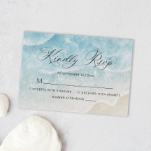 Elegante Waterverf Ocean Beach Script Wedding