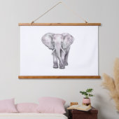 Elegante Waterverf olifantenillustratie Hangend Wandkleed (Slaapkamer)
