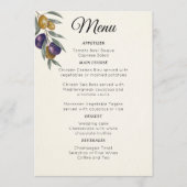 Elegante Waterverf Olijf Bruiloft Menu (Voorkant)