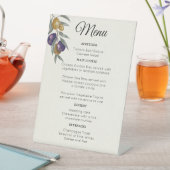 Elegante Waterverf Olijf Bruiloft Menu Reclamebord Met Voetstuk (Insitu)