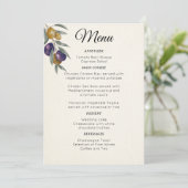 Elegante waterverf olijf trouwmenu menu (Staand voorkant)