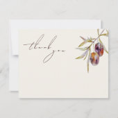 Elegante Waterverf Olijftak Bedankkaart (Voorkant)