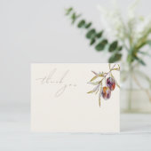 Elegante Waterverf Olijftak Bedankkaart (Staand voorkant)