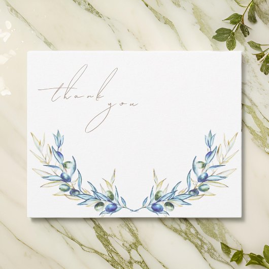 Elegante Waterverf Olijftak Bedankkaart