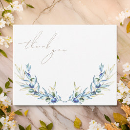 Elegante Waterverf Olijftak Bedankkaart