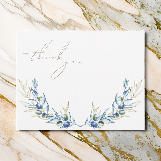 Elegante Waterverf Olijftak Bedankkaart