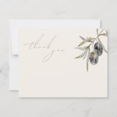 Elegante Waterverf Olijftak Bedankkaart (Voorkant)