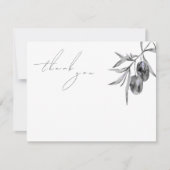 Elegante Waterverf Olijftak Bedankkaart (Voorkant)