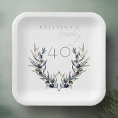 Elegante Waterverf Olijftak ELKE Verjaardag Papieren Bordje