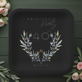 Elegante Waterverf Olijftak ELKE Verjaardag Papieren Bordje