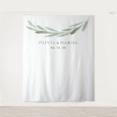 Elegante Waterverf Olijftak Trouw Achtergrond Wandkleed (Voorkant)