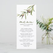 Elegante Waterverf Olijftak Trouwmenu Menu (Staand voorkant)