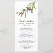 Elegante Waterverf Olijftak Trouwmenu Menu (Voorkant)