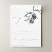 Elegante Waterverf Olijftak Trouwuitnodiging