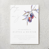 Elegante Waterverf Olijftak Trouwuitnodiging