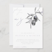 Elegante Waterverf Olijftak Trouwuitnodiging (Voorkant)