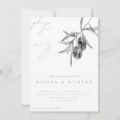 Elegante Waterverf Olive Branch bruiloft uitnodigi (Voorkant)